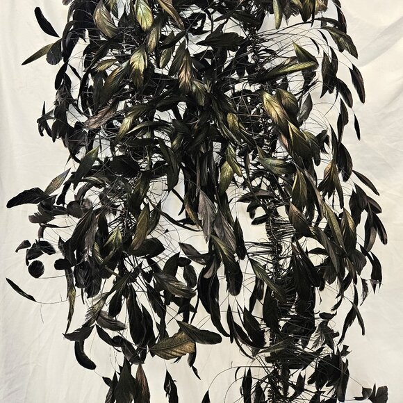 Huge Marlene Dietrich black vintage feather boa stripped coq feathers free ship - Picture 6 of 11